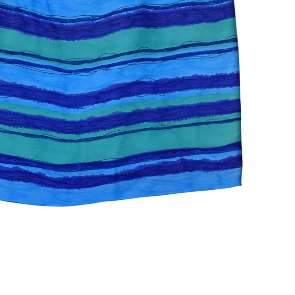 Kathie Lee Sheath Dress Womens Size 12 Blue Watercolor Lined Shoulder Pads - Picture 4 of 12